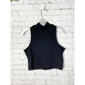 NWT Ribbed Mockneck Sleeveless Crop Top Womens Size S